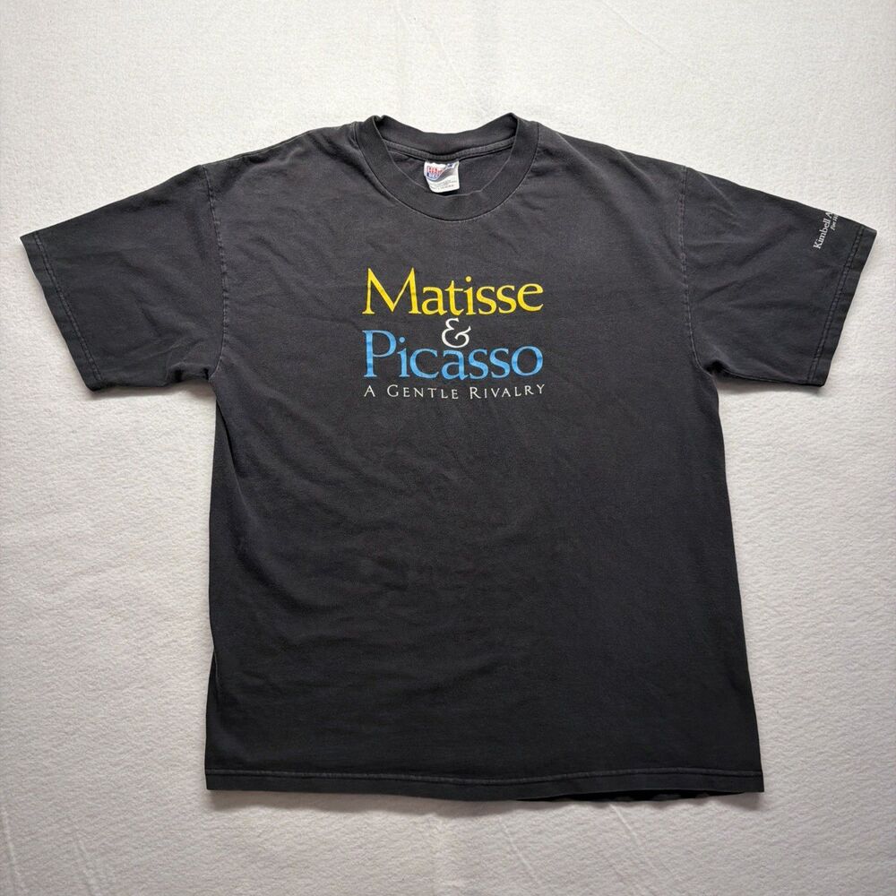 Vintage Y2K Matisse & Picasso A Gentle Rivalry Faded Black T-Shirt - Men’s Large